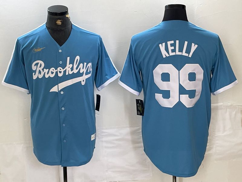 Men Los Angeles Dodgers #99 Kelly Light blue Throwback 2024 Nike MLB Jersey style 1->->MLB Jersey